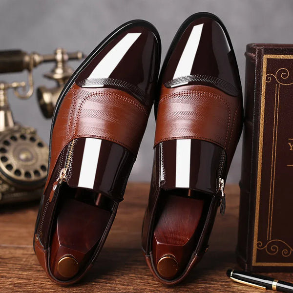 Elegant Formal Oxfords for Men - Classic Slip-On Wedding and Office Dress Shoes with Pointed Toe Design and Rubber Outsole
